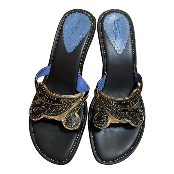 Clarks Indigo leather kitten heel sandal. Sz 8 - Picture 9 of 16